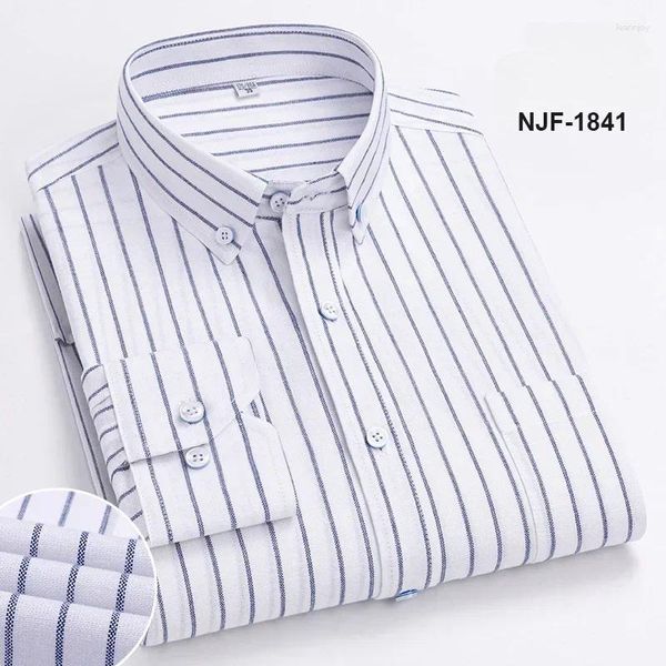 Camisas casuais masculinas de algodão puro camisa de manga longa de meia-idade e negócios jovens Oxford Spun Large