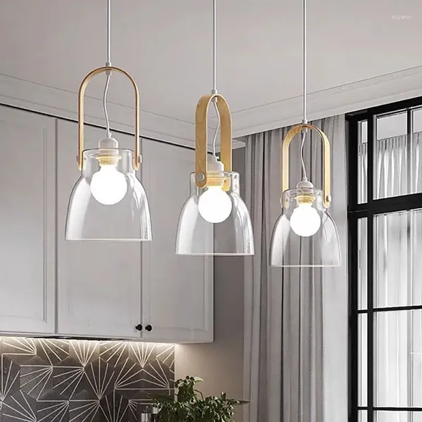 Lampade a sospensione Luci di vetro Nordico cucina camera da pranzo al letto appeso per il soffitto di ferro di alta qualità lampadario a sospensione moderna