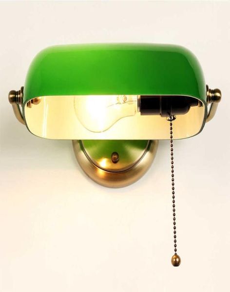 Retro geleneksel yeşil bankacı duvar lambası klasik vintage beyaz duvar ışığı LED e27 yatak odası oturma odası koridoru el mağazası 21075785633