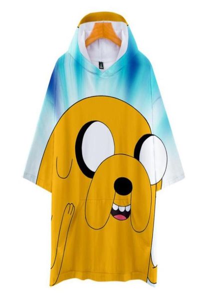 Macera Zamanı Finn ve Jake the Dog Yüz 3d Baskı Büyük Boy Tişörtlü Kadın Erkekler Sokak Giyim Hip Hop Kısa Kollu Kapşonlu Tshirt1796841