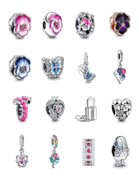 Yeni Popüler 925 STERLING Gümüş Avrupa Moda Bahar Pembe Çiçek Arkadaşı Klip Zarfı Kıvırcık Tırtıl Boncukları P Charm9549558