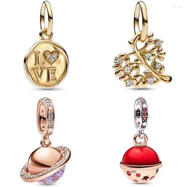 Gevşek Taşlar Otantik 925 STERLING Gümüş Dönen Aşk Mesaj Dönen Sprinkled Charm Boncuk Fit Bilezik Kolye Takı