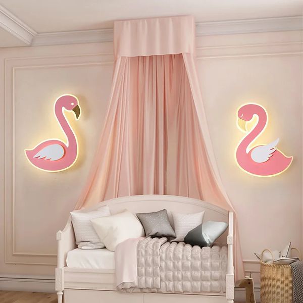 Lampada da parete camera per bambini Princess Girl Heart Pink Cartune Cartone Flamingo Girl Camera da letto Dispositiva per camera da letto Dispositiva per camera da letto Luce murale 231221
