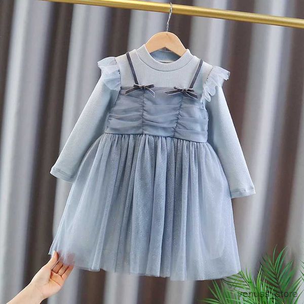 Mädchenkleider Girls Girls Prinzessin Kleid Big Bow Kleid für Mädchen Frühling Herbst Kleid für Kinder Freizeitstil Kostüm für Mädchen