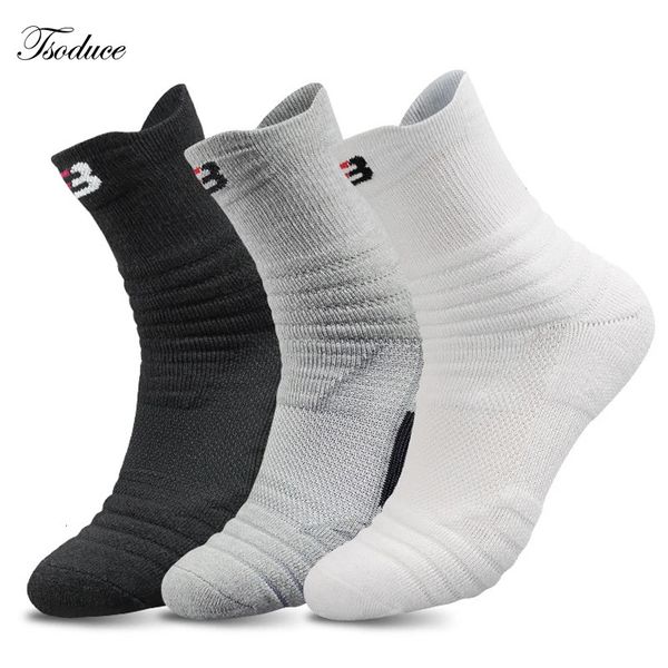 3 Paarslot -Männer Sport Socken atmungsaktiven Basketball Running Football Nonslip Fitness Grey Black White Crew Kurz 231221