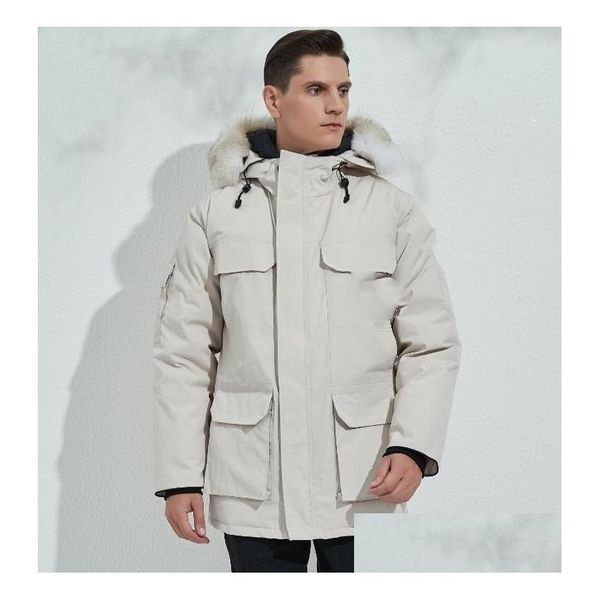 Herren down Parkas Winterjacken Expedition Männer Parka Real Waschbär Kapuzepelzkragen Mantel Dicke warme rote Outlet Outdoor Sport Dro Dhdqv