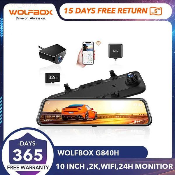 Carro dvrs wolfbox wifi traseiro came de painel G840H 12 polegadas de wi -fi traseira e traseiro wi -fl wdr 2k 140fov wolfbox wifi carro dvr Super Night Visionl2312.14