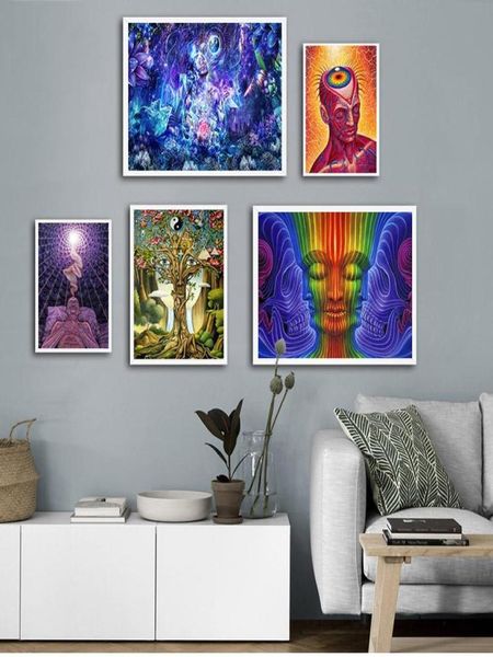 Pinturas Alex Grey Trippy Tree Life Modular Fotos Moderna Decoração de Casa Arte Da Parede Cópias Da Lona Pintura Quarto Poster1113737