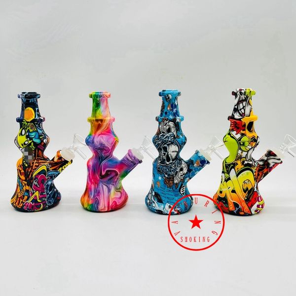 Ultimo colorato silicone becher pagoda fumatori bong pipes kit portatile da viaggio innovativo da viaggio innovativo filtro tabacco manico tabello porta acquapipe dhl