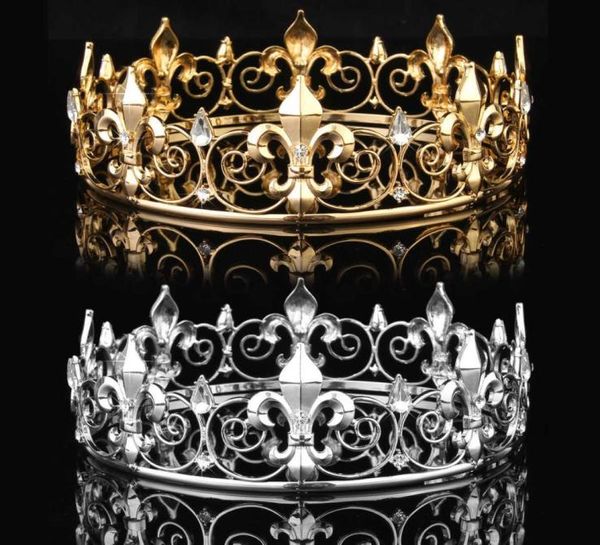 Ganzkreis Gold Prom Accessoires König Men039s Crown Round Imperial Tiara 2106162258353