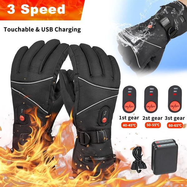Перчатки с электрическим подогревом, 3-скоростные мужские и женские термоперчатки, зимние перчатки, перчатки с USB-подогревом, велосипедные перчатки для занятий спортом, пешего туризма 231220