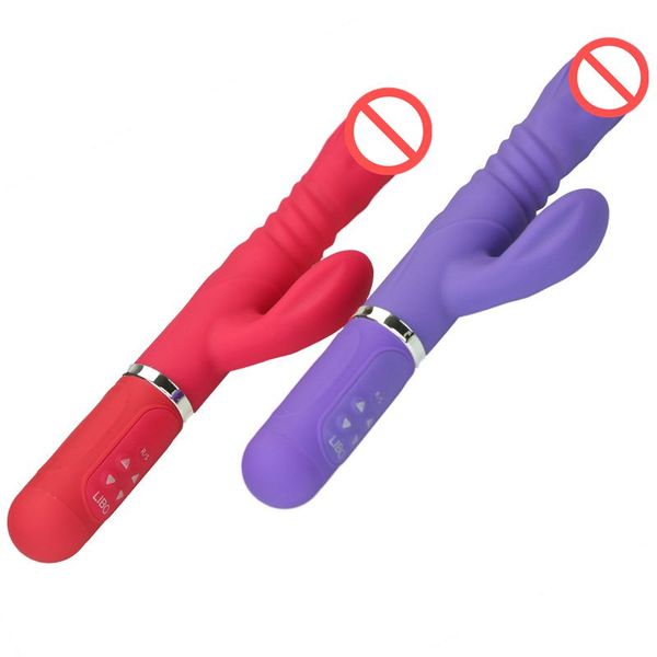 36 Plus 6 Modi Silikon-Kaninchenvibrator, 360 Grad drehbar und stoßend, G-Punkt-Dildo-Vibrator, Sexspielzeug für Frauen