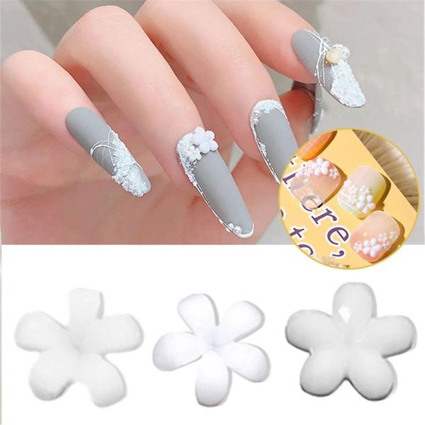 Украшения для дизайна ногтей Жемчужные пять белых смешанных наборов Подвески Лепестки Цветы 3D Акриловые цветы
