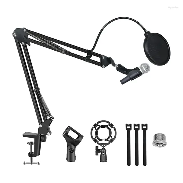 Microfones Suporte de microfone Boom Arm Gaming Suporte de suspensão de microfone com filtro de pára-brisa