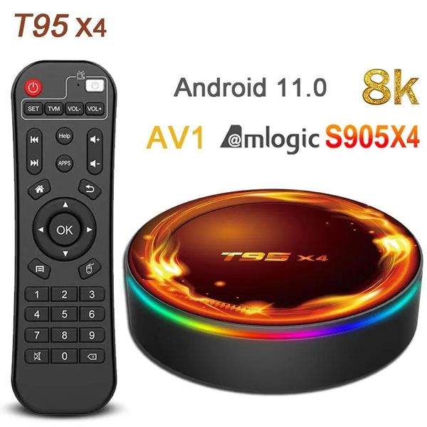 Box T95 X4 Android 11 Smart TV Box S905X4 8K 4K 3D WiFi 4GB RAM 32G 64GB ROM USB3.0 T95X4 VOCE PK H20 TOX3 BTV13 W2