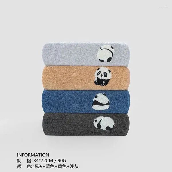 Handtuch 72 x 34 cm, Cartoon-Panda-Design, Baumwolle, niedliches Gesicht, superweich, für Zuhause, Badezimmer, Händewaschen