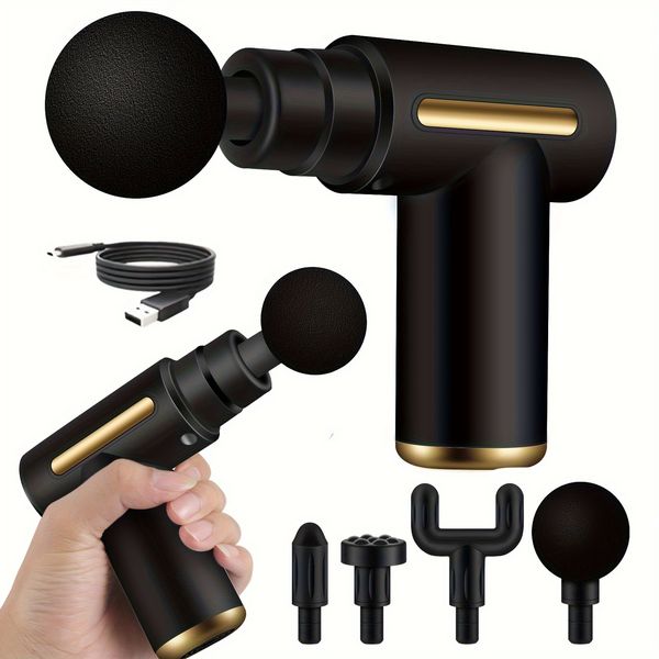 1pc Massage Gun Handheld Massagar für Rücken- und Hals -Entspannung Ultra kompakt Elegantes Design hoher Drehmoment Stromversorgung für Familien Männer Frauen