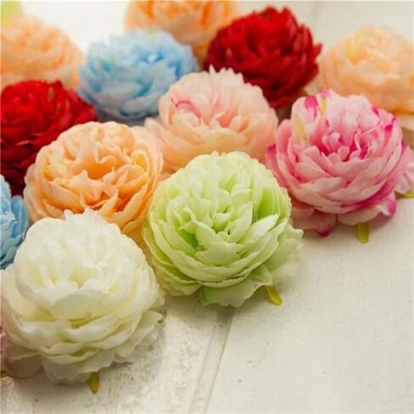 Flores artificiais Cabeças Hydrangea Peony Flower Heads Silk Flowers Wall para decoração de casamento Wall214K