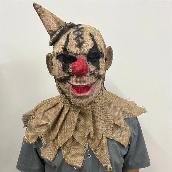 Articoli per feste 4 tipi Maschera da clown horror di Halloween Per adulti Creepy Testa completa Lino Spaventoso Cosplay Carnevale Prop