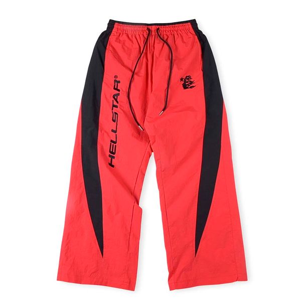 24SS спортивные штаны мужские лоскутные бегуны на шнурке тяжелая вышивка уличная одежда превосходные брюки в стиле хип-хоп