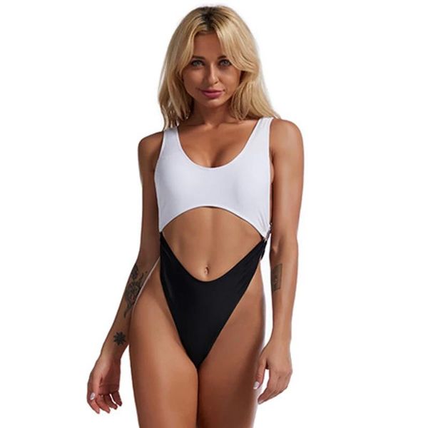 Tragen Verband Monokini Hollow -out Ein Stück Badeanzug Frauen Bandeau Badeanzug aus Schnitt Ring Bodysuit Trikini Mujer Badebekleidung Badeanzug aus