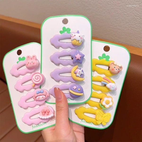 Accessori per capelli 4 pezzi/set clip per cartoni animati per bambini carini per ragazze mollette dolci coreane fermagli per capelli regalo per tornante laterale per bambini