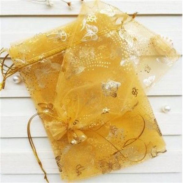 Hediye Çantaları Düğün Favores 100 PCS Pack Butterfly Organza Takı Düğün Favediler için Drawstring ile Hediye Çantaları Boncuklar Mücevher195n