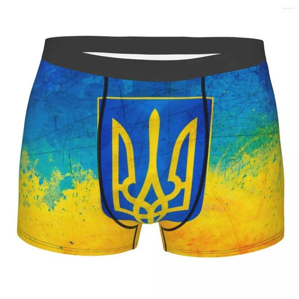 Cuecas personalizadas bandeira ucraniana boxers shorts homens brasão de braços ucrânia briefs roupa interior moda