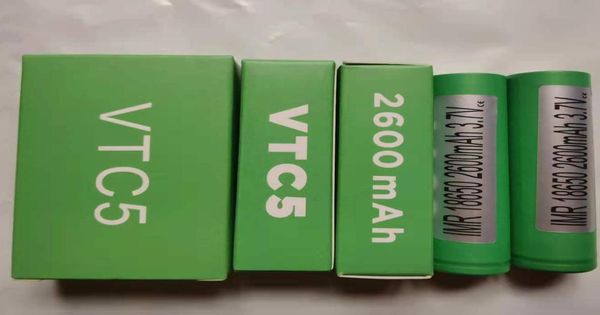 VTC5 IMR 18650 Bateria Green 2600mAh 30A 37V Alto dreno recarregável Lithium vape Box Mod IMR18650 Baterias para Sony6375062