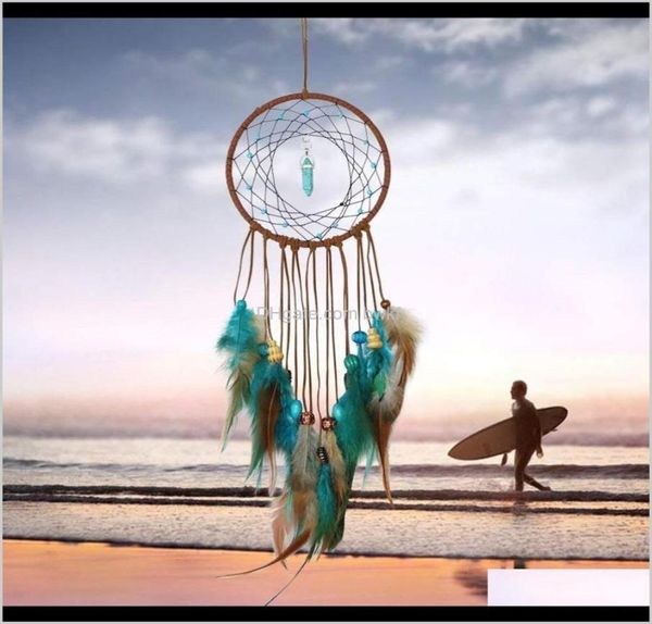 Objetos decorativos Figuras do AONTS Decoração Handmade Dream Catcher Feathers Decoration for Car Wall Room Decoração de casa pendurada dre7395793