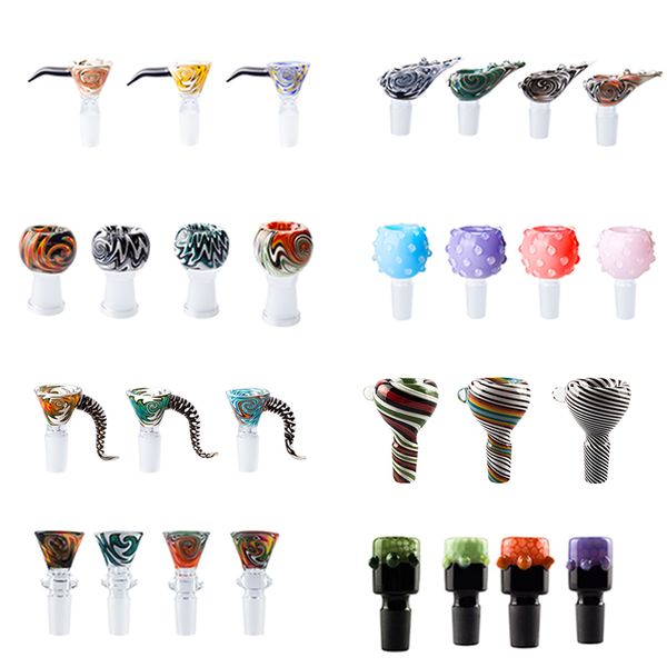 Rauchen Rohr Glas Bongs Schalen Tragbare Große Griff 14mm 19mm Männlich Weiblich Luxus Farbe Tabak Dome Schüssel Dabber werkzeug Dab Rig Bubbler Rohre Glas Schüssel