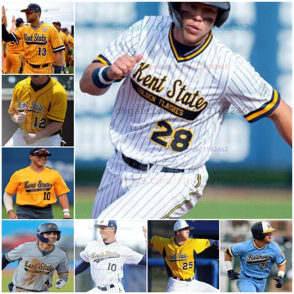 Колледж Kent State Golden Flashes Baseball Jersey настраивал любое название любое число все сшитые Джо Мицели Эрик Чалус Джейк Кейси Броди Уильямс Винс Уотерман