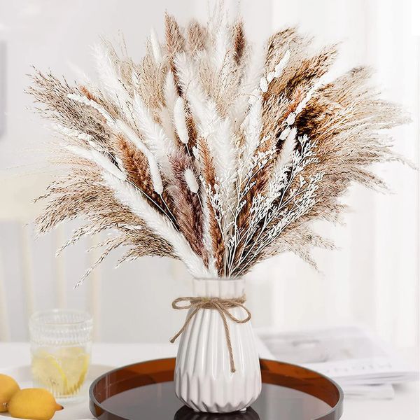 Pampas Gras Dekor Boho Home Bouquet natürliche flauschige getrocknete Blumen für Hochzeitsblumenarrangements Wallbauernhaus Tisch 231221