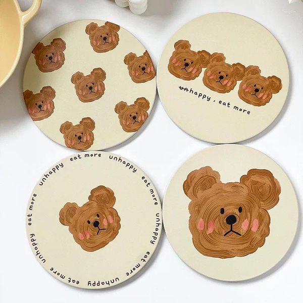 Tapetes de mesa Estilo Coreano Série Urso Cerâmica Tapete de Isolamento Térmico Escritório Doméstico Pote Absorvente de Alta Qualidade Firing Pot-holder