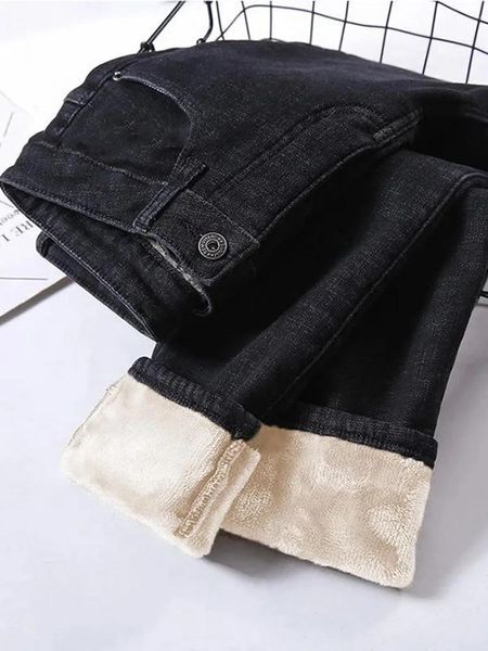 Capris Svokor Winter Velvet warme Hosen hohe Taille schlank sexy Jeans Elastizität war dünne enge direkte Hose neue Mädchen Kaltkleidung