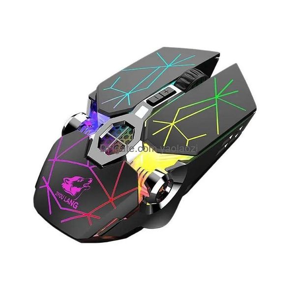 Camundongos ratos ziyou lang x13 wireless recarregável jogo mouse moute rgb gaming ergonomic led lit star preto preto13138239 entrega de gota