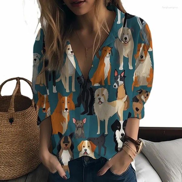 Camicette da donna primavera cartone animato cognome 3d camicia da donna camicia bellissima streetwear harajuku abbigliamento a maniche lunghe casual