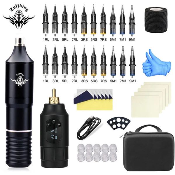 Tattoo Pen Patrone Wireless Machine Kit Anfänger Rotationsart Complete Supplies 231221