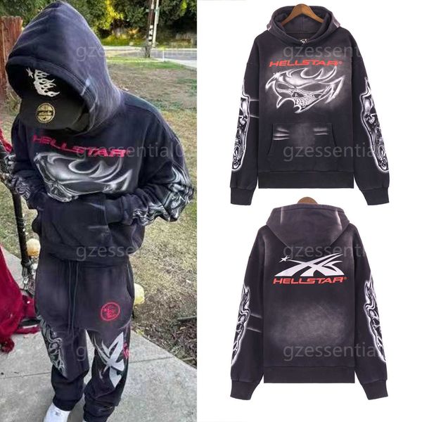 Designer Hoodie Jumper Men, letra de roupas Flare Black Flame Pants Fashion Fashion Modelas de mangas compridas High Street Hellstar Studios Men Hoodies