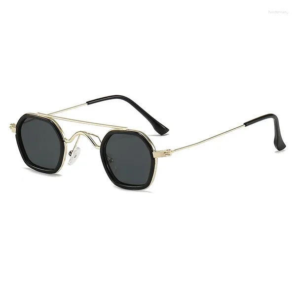 Sonnenbrille kleiner Retro Doppelstrahl Polygon Square Frauen Mode Luxusschatten UV400 Männer Punk Sonnenbrille