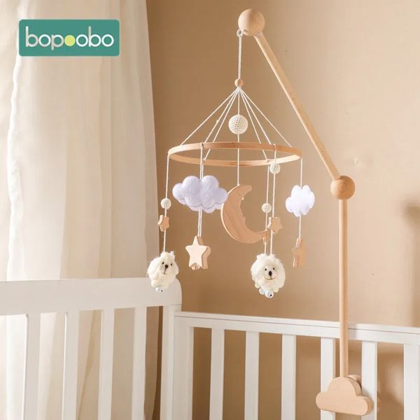 1Set Baby деревянный 0-12 месяцев Bed Bell Cite Sheep Mobile Vishing Toy Hanger Crib Mobile Bed Bell Деревянная держатель рук 231221