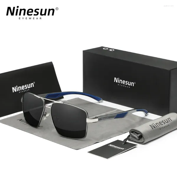 Óculos de sol Ninesun polarizados para homens mulheres quadradas alumínio uv400 piloto clássico de alta qualidade anti-cola de olhos de proteção para olhos