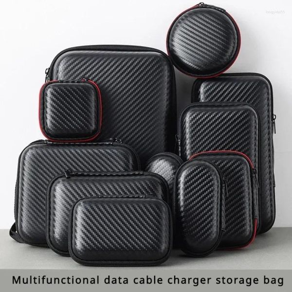 Sacos de armazenamento U Disk Data Cable Zipper Bag Mobile Phone Charger Protection Hard Folding Min Pocket Bolsa