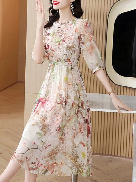 Party Kleider Frauen Rosa Seide Elegante Casual Festival Vestidos Sommer Mode Chic Koreanische Einteiliges Kleid 2023 Luxus Abend