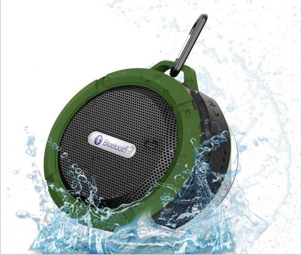 C6 Açık Spor Duş Taşınabilir Su Geçirmez Kablosuz Bluetooth Hoparlör Emme Kupası Eller İPhone 7 iPad PC P6490579
