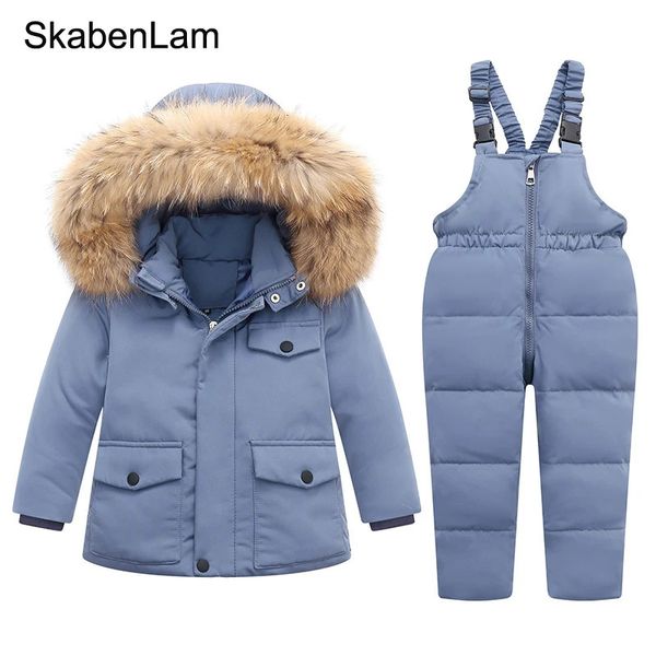 Зимние куртки для детских снежных штук для девочки уклоняются пальто мальчик мех воротник верхняя одежда Детские костюмы изолированные комбинезоны для детей.
