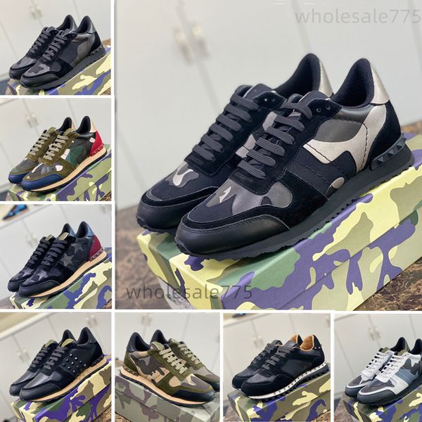 Herren-Designer-Camouflage-Luxus-Sneakers, Freizeitschuhe, echtes Leder, klassische Vintage-Webung, Mesh-Stoff, Vintage-Mode-Trainer, Farbblock-Mann-Camo-Sportschuhe