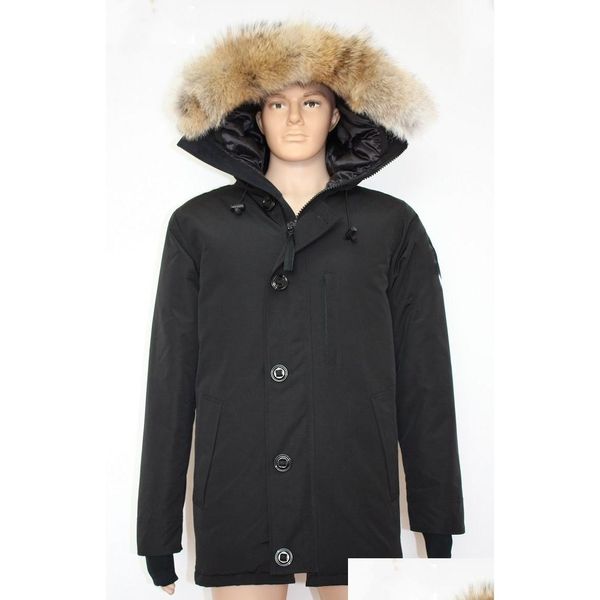 Herren down Parkas Winterjacken Chateau Schwarzes Label Parka Real Waschbär Kapuzepelzkragen Mantel Dicke warme rote Auslass Outdoor Spor Dhijb