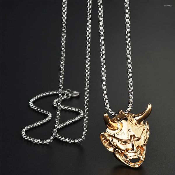 Colares pendentes 2 cores Vintage Gold Silvery Punk Horn Monster Skull For Men Women Mulheres Longa Cadeia Jóias Acessórias do Partido Presente