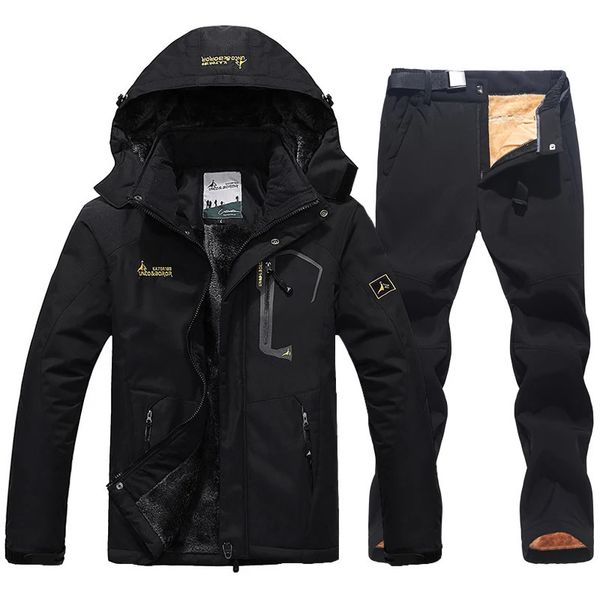 Terno de esqui de inverno para homens, à prova d'água, manter quente, jaqueta de lã de neve, calças, à prova de vento, montanha, snowboard, conjunto de roupas de esqui 231220